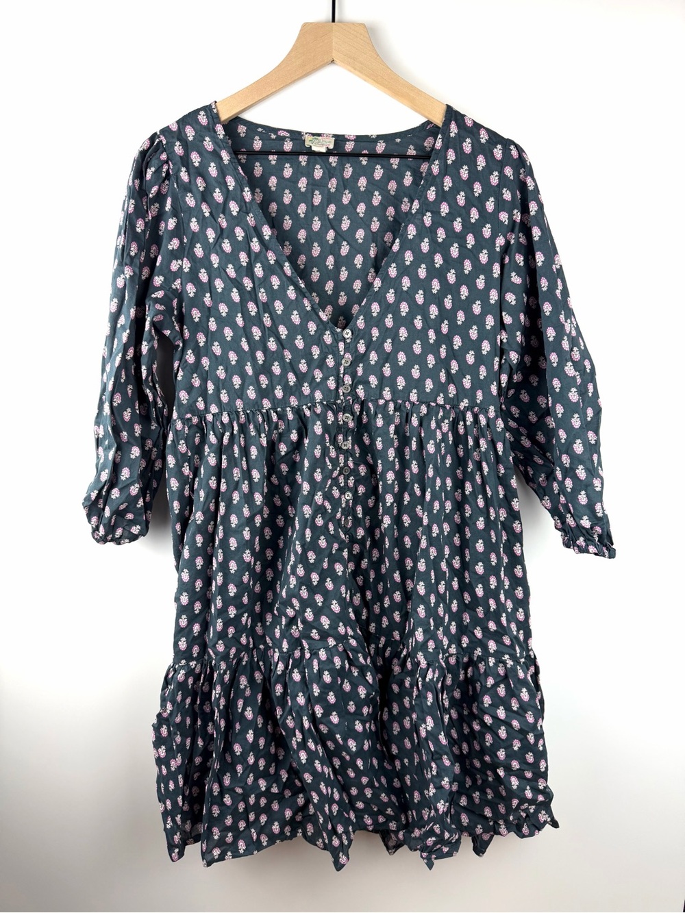 J. Crew Button Beachwear Floral Medallion Dress Cotton Sustainable - Size M